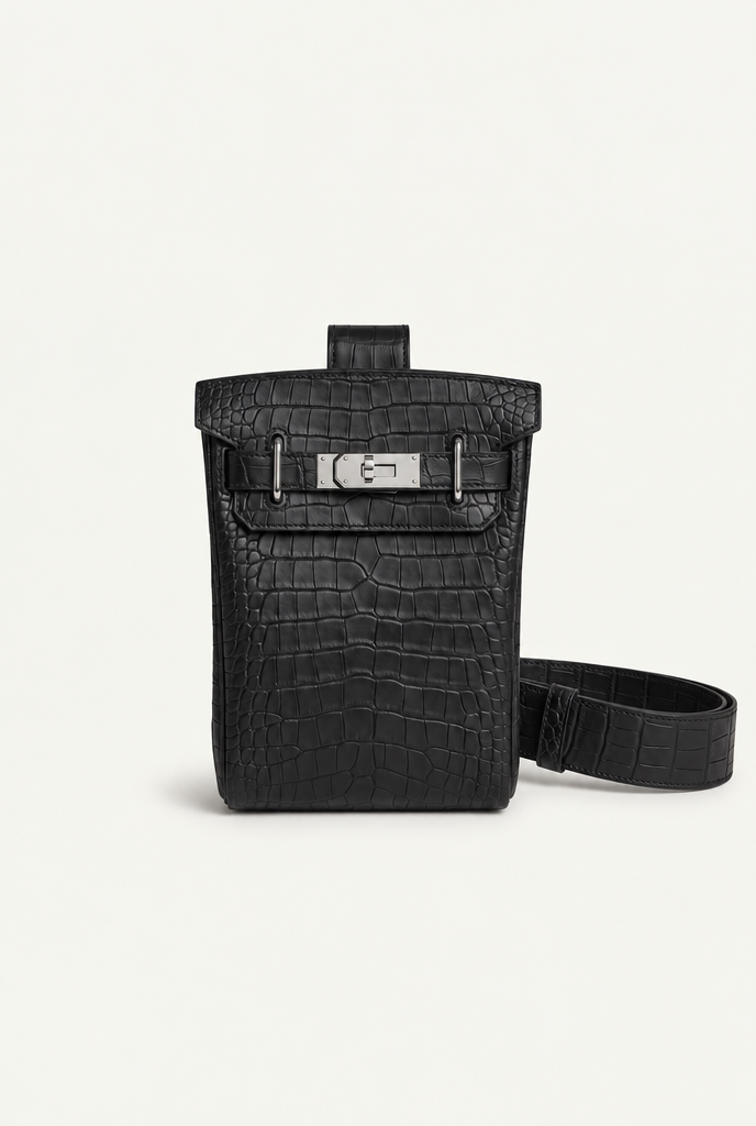 תיק צד קרוקו בלוונטי שחור